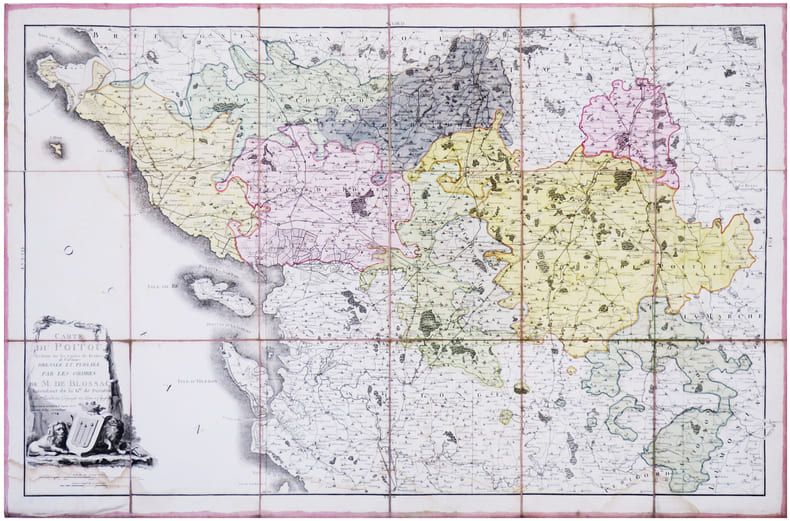  [POITOU] Carte du Poitou, r&eacute;duite sur les cartes de France de Cassini. Dress&eacute;e et publi&eacute;e par les ordres de M. de Blossac intendant de la G.t&eacute; de ...