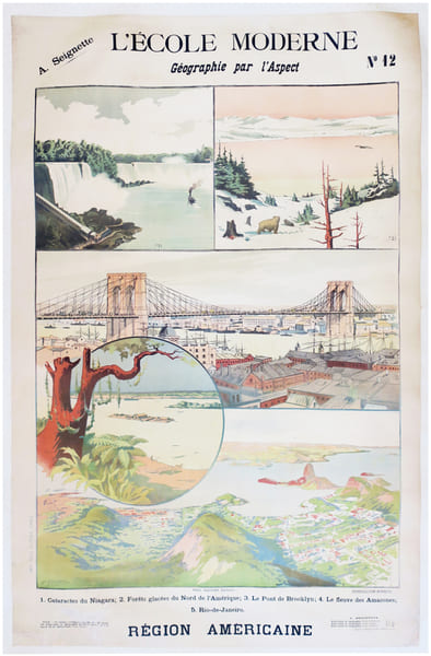  L'&Eacute;cole moderne. G&eacute;ographie par l'aspect. N&deg;12. R&eacute;gion am&eacute;ricaine.. SEIGNETTE (Adrien) & LUNOIS (Alexandre).