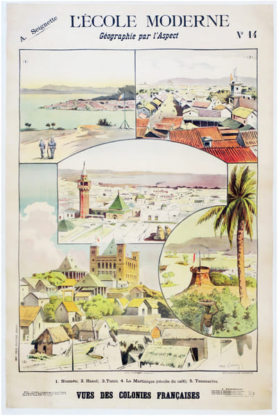  L'&Eacute;cole moderne. G&eacute;ographie par l'aspect. N&deg;14. Vues des colonies fran&ccedil;aises.. LUNOIS (Alexandre) & SEIGNETTE (Adrien).