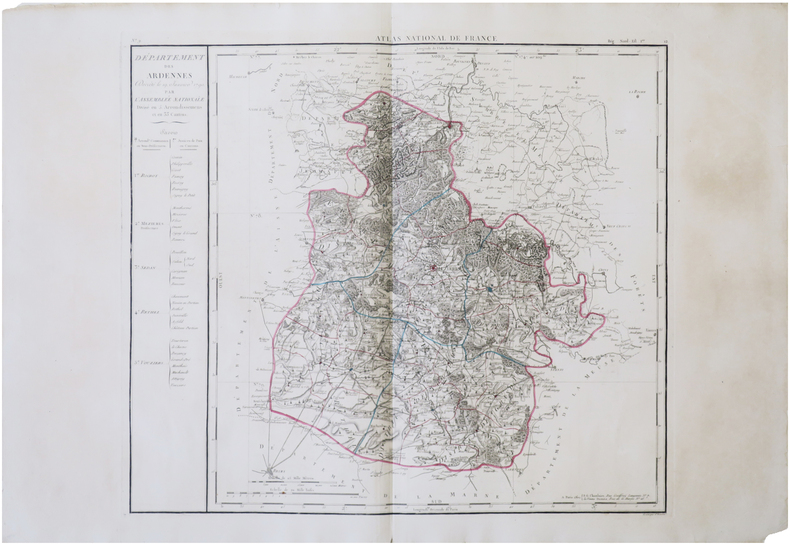  [ARDENNES] Département des Ardennes décrété le 19 janvier 1790 par l’Assemblée Nationale.. CHANLAIRE (Pierre-Grégoire) & MENTELLE (Edmé).