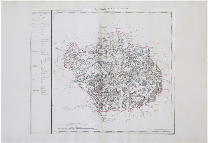  [AUBE] D&eacute;partement de l’Aube d&eacute;cr&eacute;t&eacute; le 29 janvier 1790 par l’Assembl&eacute;e Nationale.. CHANLAIRE (Pierre-Gr&eacute;goire) & MENTELLE (Edm&eacute;).