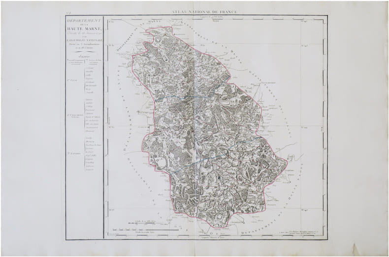  [HAUTE-MARNE] D&eacute;partement de la Haute Marne d&eacute;cr&eacute;t&eacute; le 28 janvier 1790 par l’Assembl&eacute;e Nationale.. CHANLAIRE (Pierre-Gr&eacute;goire) & MENTELLE (Edm&eacute;).