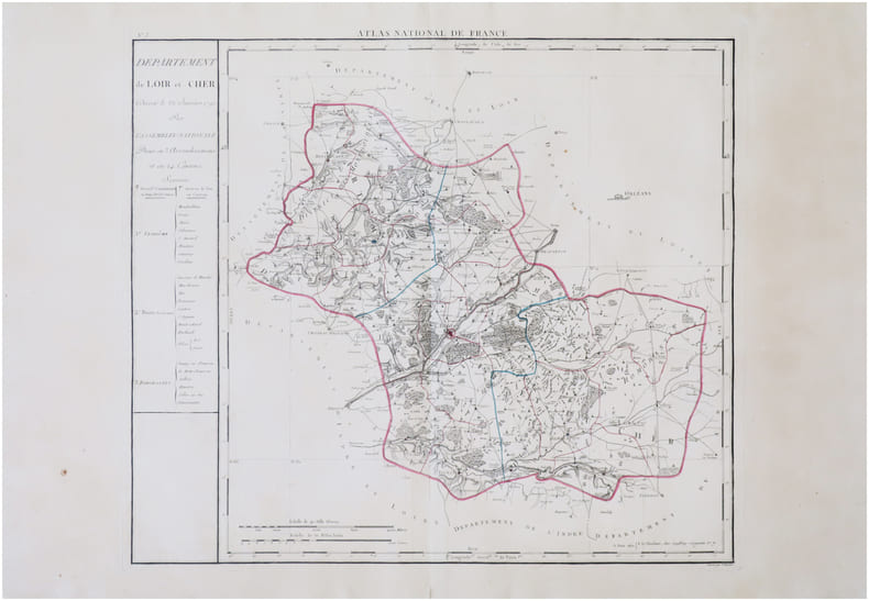 [LOIR-et-CHER] D&eacute;partement de Loir et Cher d&eacute;cr&eacute;t&eacute; le 26 janvier 1790 par l’Assembl&eacute;e Nationale.. CHANLAIRE (Pierre-Gr&eacute;goire) & MENTELLE (Edm&eacute;).