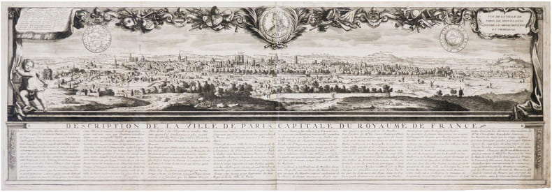  Vue de la ville de Paris de Mont Louis entre le M&eacute;nil Montant et Charonne.. NOLIN (Jean-Baptiste).