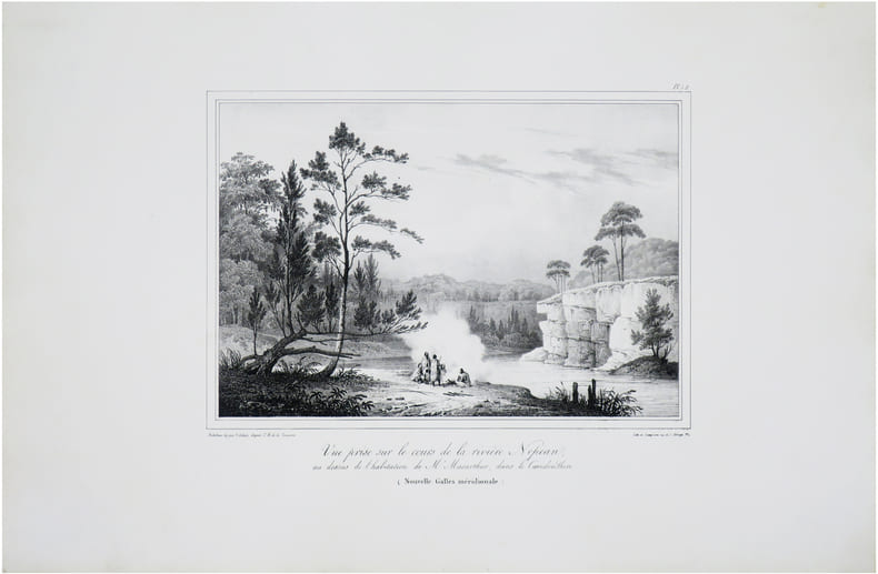  [AUSTRALIE] Vue prise sur le cours de la rivi&egrave;re Nepean, au dessus de l'habitation de M.r Macarthur, dans le Camdenshire. (Nouvelle Galles ...