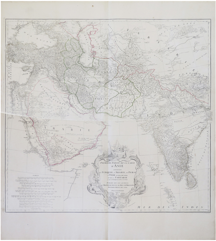  Première partie de la carte d'Asie contenant la Turquie, l'Arabie, la Perse, l'Inde en deça du Gange et de la Tartarie ce qui est limitrophe de la ...