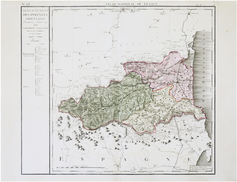  [PYRÉNÉES-ORIENTALES] Département des Pyrénées Orientales décrété le 9 février 1790.. CHANLAIRE (Pierre-Grégoire) & MENTELLE (Edmé).