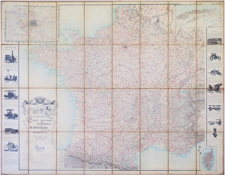 Carte routière de France de Dion Bouton spéciale pour automobiles.. DION BOUTON.
