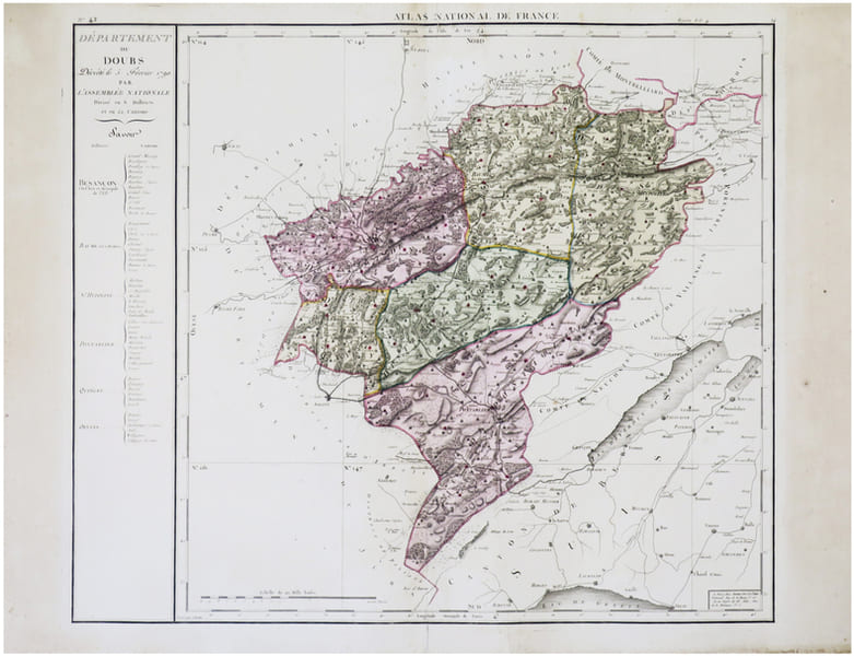  [DOUBS] D&eacute;partement du Doubs d&eacute;cr&eacute;t&eacute; le 5 f&eacute;vrier 1790 par l’Assembl&eacute;e Nationale.. CHANLAIRE (Pierre-Gr&eacute;goire) & MENTELLE (Edm&eacute;).