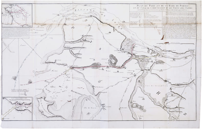  [PORNIC] Plan du port et de la rade de Pornic et du canal de communication du dit Pornic avec Nantes.. BRIE-SERRANT (Cl&eacute;ment-Alexandre, marquis de).