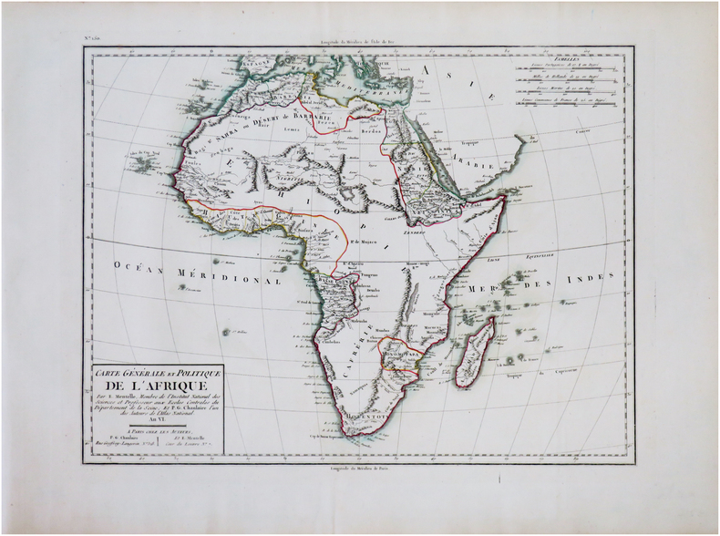 Carte générale et politique de l'Afrique.. CHANLAIRE (Pierre-Grégoire) & MENTELLE (Edmé).