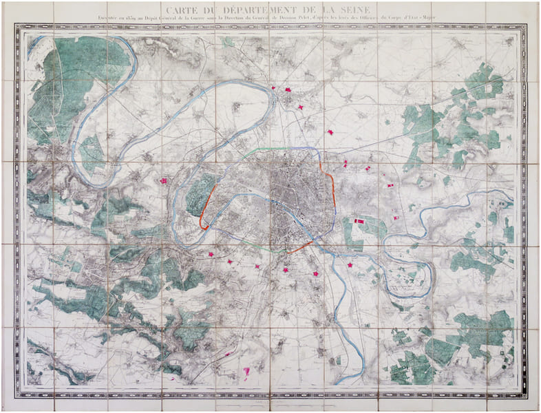  Carte du d&eacute;partement de la Seine ex&eacute;cut&eacute;e en 1839 au D&eacute;p&ocirc;t G&eacute;n&eacute;ral de la Guerre sous la direction du G&eacute;n&eacute;ral de division Pelet, d'apr&egrave;s les lev&eacute;s des ...