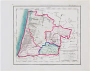  [LANDES] Département des Landes divisé en 4 districts et 25 cantons. par CHANLAIRE (Pierre-Grégoire) & MENTELLE (Edmé).