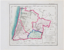  [LANDES] Département des Landes divisé en 4 districts et 25 cantons.. CHANLAIRE (Pierre-Grégoire) & MENTELLE (Edmé).