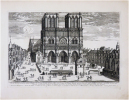  [NOTRE-DAME] Veue de la principale entrée de l'église de Nôtre Dame de Paris, bâtie sous le règne de Philippe Auguste environ l'an 1200.. AVELINE ...