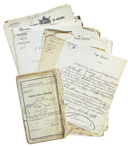 Ensemble de 36 pièces signées concernant la carrière du sous-commissaire de la Marine Adolphe Treuille.
