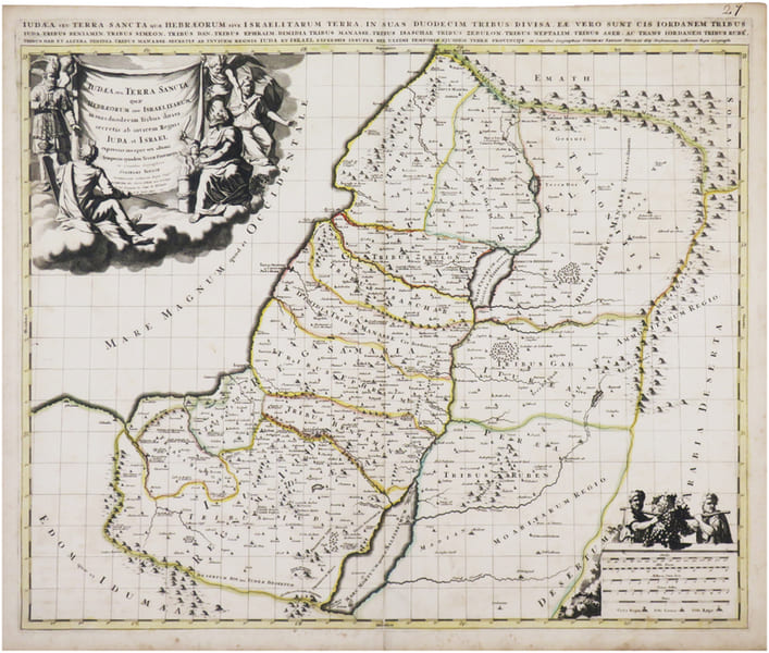  Jud&aelig;a seu Terra Sancta qu&aelig; Hebr&aelig;orum sive Israelitarum in suas duodecim tribus divisa.. SANSON (Guillaume).