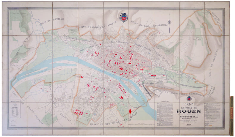  [ROUEN] Plan de la ville de Rouen.. GOGEARD (Cl&eacute;ment).