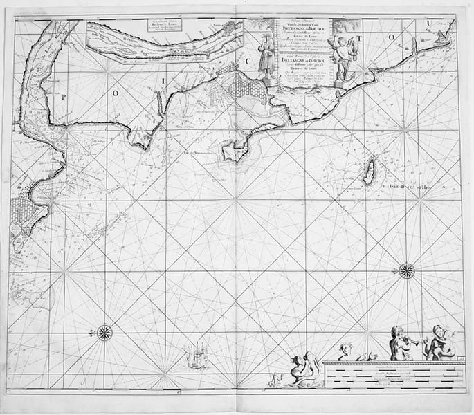  Nieuwe pascaart van de zeekusten van Bretangne en Poictou.. KEULEN (Johannes van);