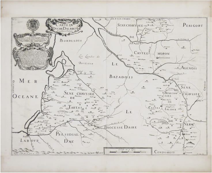  [GASCOGNE] Carte du duch&eacute; d'Albret nouvellement deseign&eacute;.. BOISSEAU (Jean).