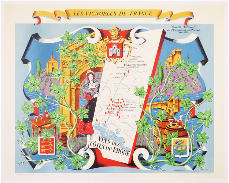  [VIGNOBLES] Les Vignobles de France. Vins des C&ocirc;tes du Rh&ocirc;ne.. H&Eacute;TREAU (R&eacute;my).