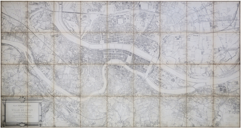  [LYON] Plan topographique de la ville de Lyon levé et dressé en 1863 par M.M.rs Dignoscyo père et fils, révisé en 1883-1884.. DIGNOSCYO (Laurent de) ...