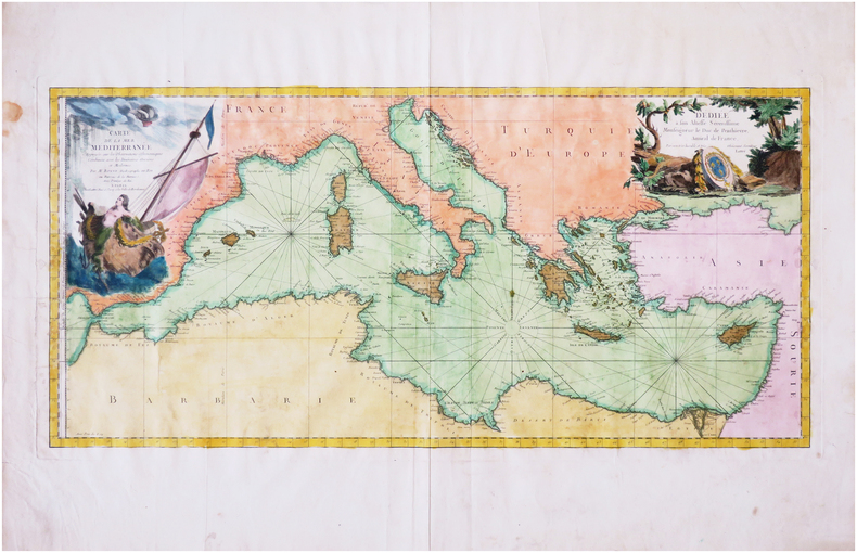  [MÉDITERRANÉE] Carte de la mer Méditerranée appuyée sur les observations astronomiques combinées avec les itinéraires anciens et modernes.. BONNE ...