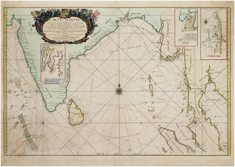  [SIAM/THAÏLANDE] Carte marine depuis Suratte jusqu'au Détroit de Malaca. Dressée par le R.P. Tachard de la Compagnie de Jésus, missionaire et ...