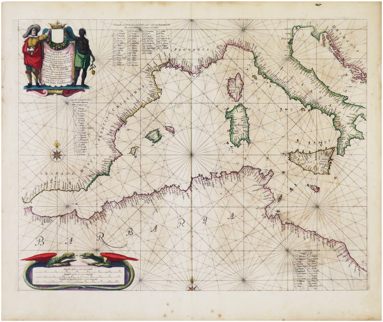  [MER MÉDITERRANÉE] Pascaarte van't westlyckste deel vande Middelandsche-Zee... Tabula hydrographica de partibus occidentalioribus maris Mediterranei ...