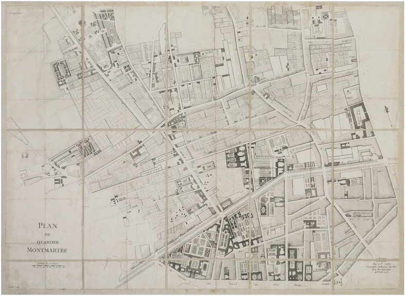  [QUARTIER MONTMARTRE] Plan du Quartier Montmartre. 6e Quartier.. JAILLOT (Jean-Baptiste Michel Renou de Chauvign&eacute;, dit).