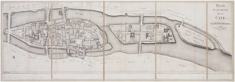  [QUARTIER de la CIT&Eacute;] Plan du Quartier de la Cit&eacute;.. JAILLOT (Jean-Baptiste Michel Renou de Chauvign&eacute;, dit).