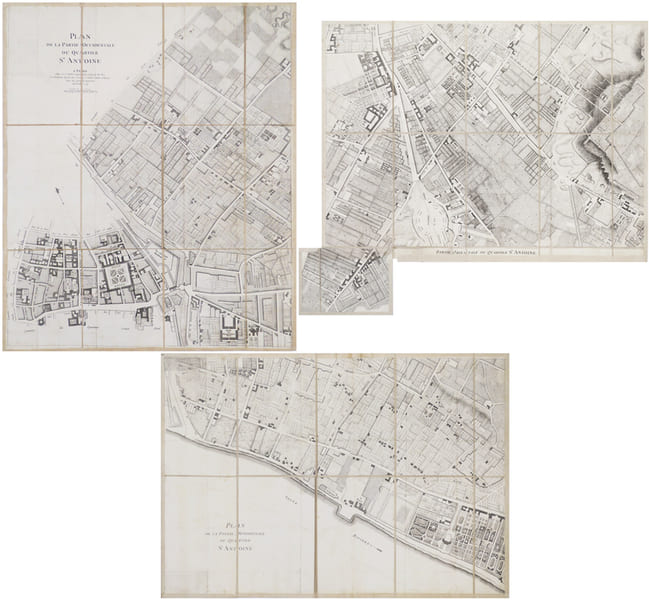  [QUARTIER SAINT ANTOINE] Plan de la partie occidentale du Quartier S.t Antoine - Plan de la partie m&eacute;ridionale du Quartier S.t Antoine - Partie ...