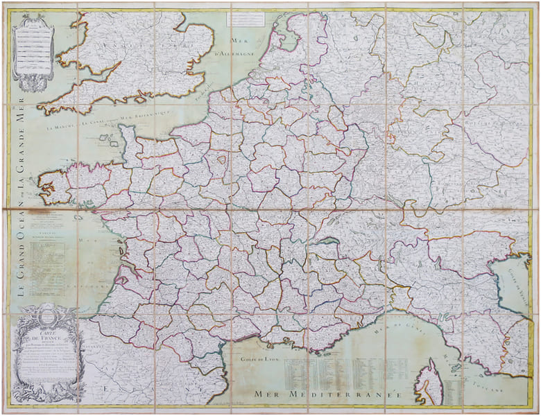  Carte de France divis&eacute;e par province et divisions militaires, et tous ces d&eacute;partemens y compris les neuf d&eacute;partemens r&eacute;unis de la Belgique. Avec des ...