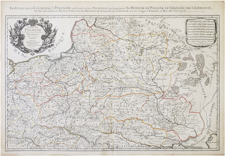  [POLOGNE] Estats de la Pologne subdivisés suivant l'estendüe des Palatinats.. JAILLOT (Alexis Hubert) & SANSON d'ABBEVILLE (Guillaume).