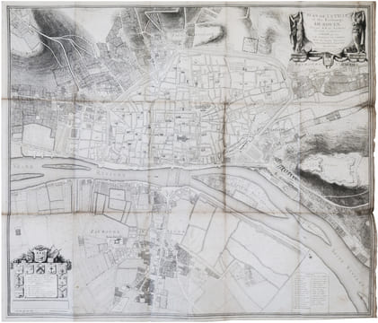  [ROUEN] Plan de la ville et des faubourgs de Rouen levé par MM. les Ingénieurs des Ponts et Chaussées, et dédié par eux à M. Thiroux de Crosne, ...