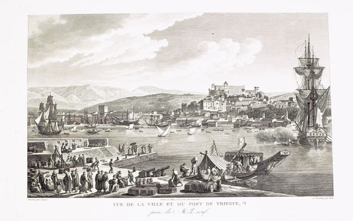 [TRIESTE] Vue de la ville et du port de Trieste, prise du M&ocirc;le neuf.. CASSAS (Louis-Fran&ccedil;ois).