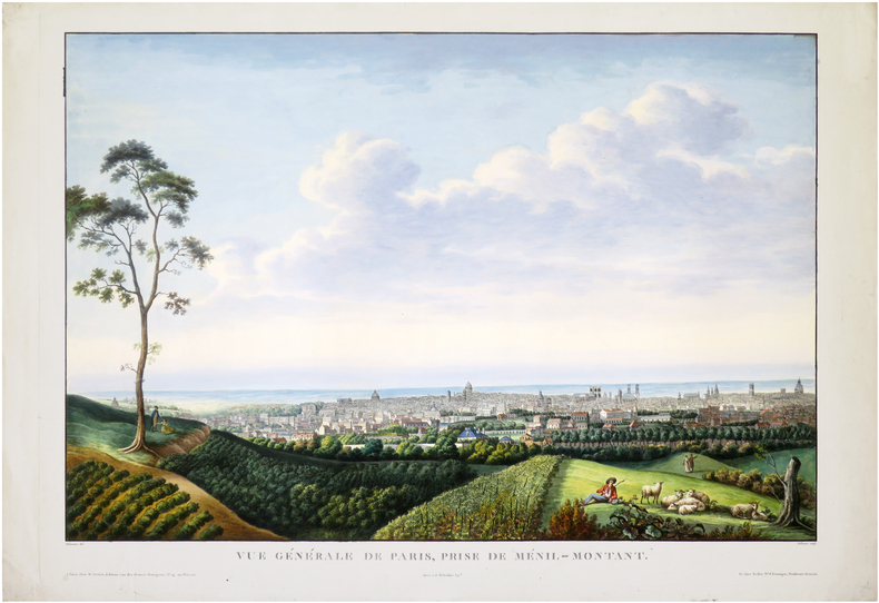  Vue générale de Paris, prise de Ménil-Montant. Déposé à la Bibliothèque Imp.le.. PALAISEAU (J.L.G.B.).