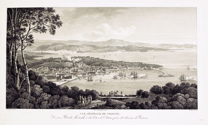 [TRIESTE] Vue g&eacute;n&eacute;rale de Trieste, de son port, du Lazareth & des c&ocirc;tes de l’Istrie, prise du chemin de Vienne.. CASSAS (Louis-Fran&ccedil;ois).
