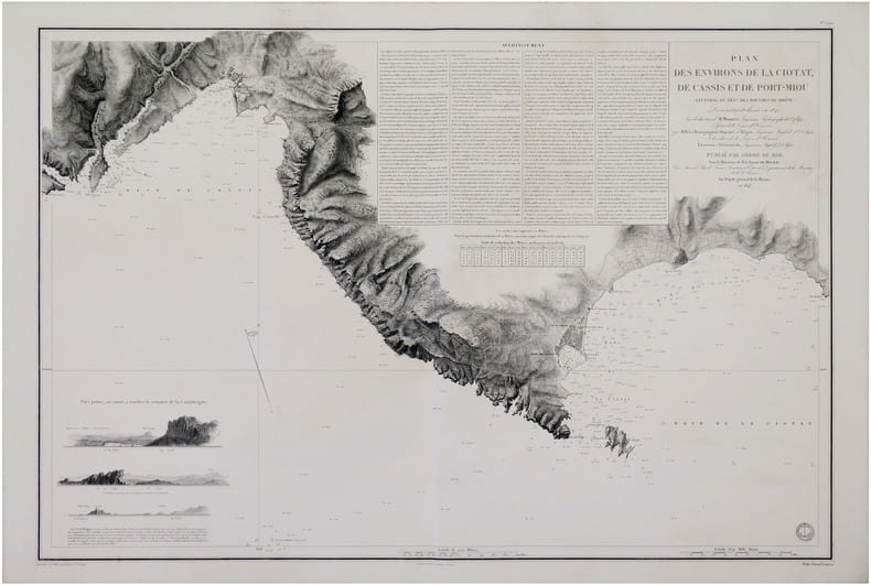  [LA CIOTAT/CASSIS/PORT-MIOU] Plan des environs de La Ciotat, de Cassis et de Port-Miou (littoral du d&eacute;p.t des Bouches du Rh&ocirc;ne).. MONNIER (Paul).