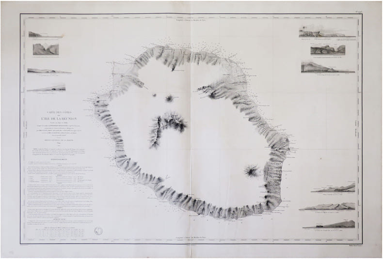  [LA R&Eacute;UNION] Carte des c&ocirc;tes de l'&icirc;le de La R&eacute;union.. CLOU&Eacute; (Georges-Charles).
