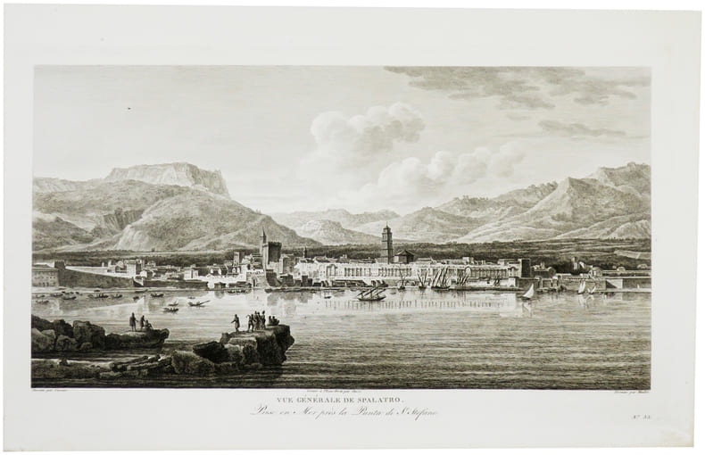  [CROATIE] Vue g&eacute;n&eacute;rale de Spalatro. Prise en mer pr&egrave;s la Punta di St. Stefano.. CASSAS (Louis-Fran&ccedil;ois).