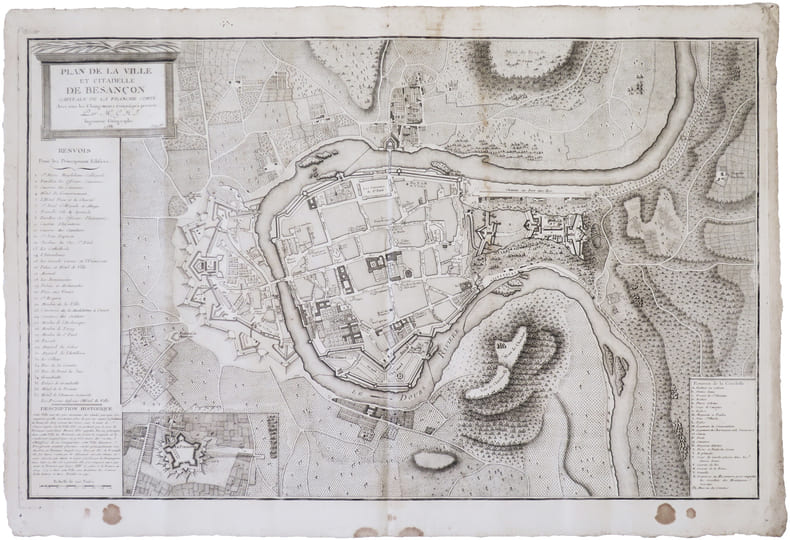  [BESAN&Ccedil;ON] Plan de la ville et citadelle de Besan&ccedil;on, capitale de la Franche Comt&eacute;, avec tous les changements faits jusqu'&agrave; pr&eacute;sent. Par M.r G.H.J. ...