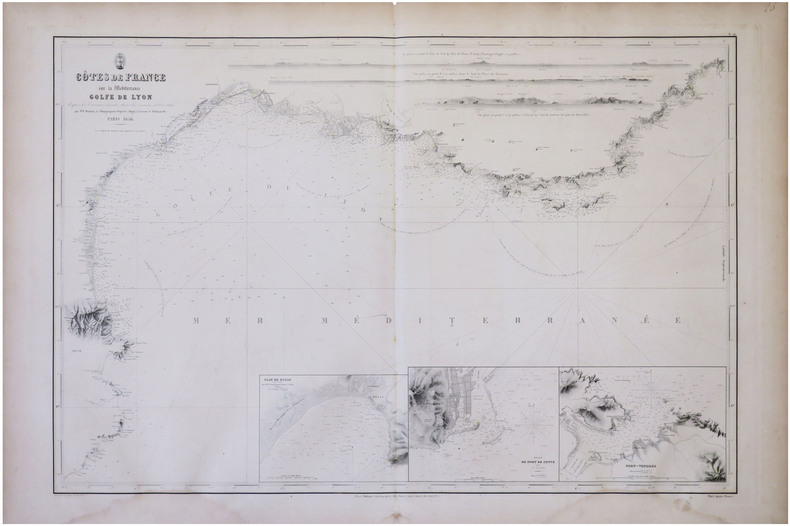  [GOLFE du LION] Côtes de France sur la Méditerranée. Golfe de Lyon d'après les travaux exécutés dans les années 1839 à 1846.. ROBIQUET (Aimé).