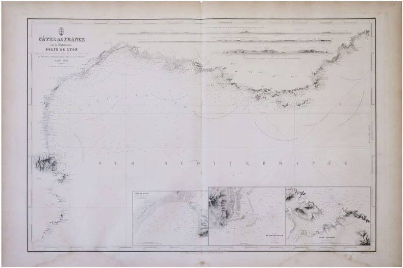  [GOLFE du LION] C&ocirc;tes de France sur la M&eacute;diterran&eacute;e. Golfe de Lyon d'apr&egrave;s les travaux ex&eacute;cut&eacute;s dans les ann&eacute;es 1839 &agrave; 1846.. ROBIQUET (Aim&eacute;).