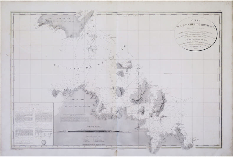  [CORSE/BOUCHES de BONIFACIO] Carte des bouches de Bonifacio.. HELL (Anne Chr&eacute;tien Louis de).