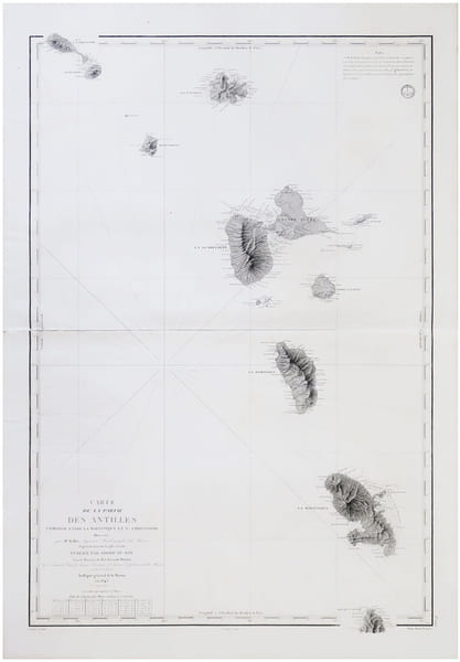  [ANTILLES] Carte de la partie des Antilles comprise entre la Martinique et S.t Christophe.. KELLER (Fran&ccedil;ois-Antoine-&Eacute;douard).