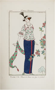 Costumes parisiens. Planche n°3. Toilette d’été. Blouse de linon sur jupe de foulard.