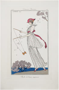 Costumes parisiens. Planche n°104. Robe de linon imprimé.