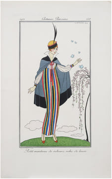 Costumes parisiens. Planche n°150. Petit manteau de velours, robe de linon.. BARBIER (Georges) & COSTUMES PARISIENS.