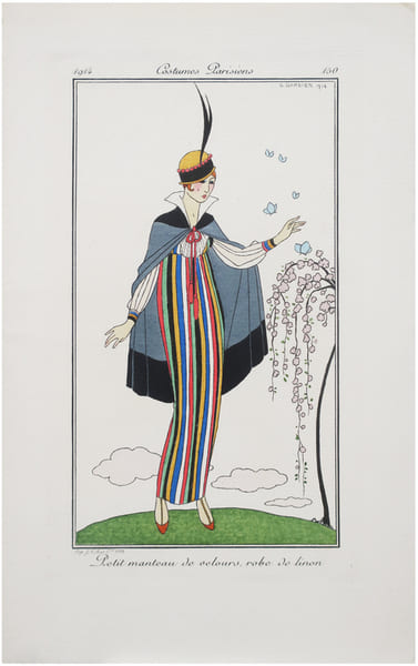  Costumes parisiens. Planche n&deg;150. Petit manteau de velours, robe de linon.. BARBIER (Georges) & COSTUMES PARISIENS.